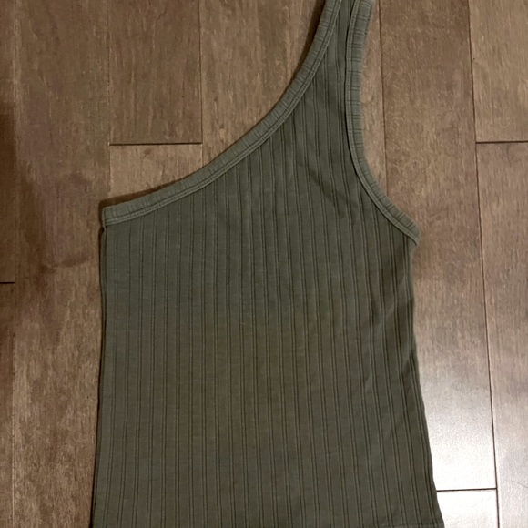 Army green one shoulder top - Picture 1 of 3
